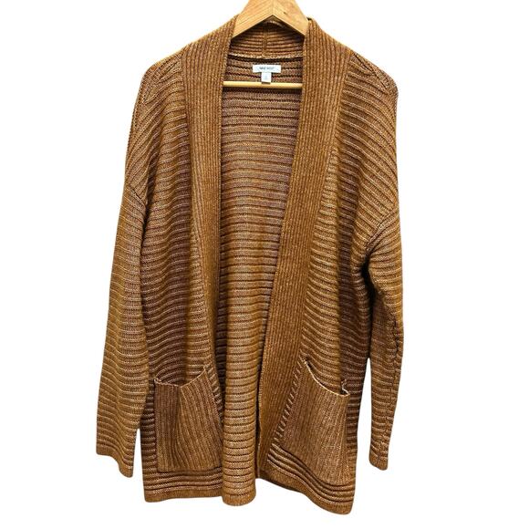 Nine West Brown Open Front Long Cardigan XL Lightweight Knit Layering - Picture 7 of 8
